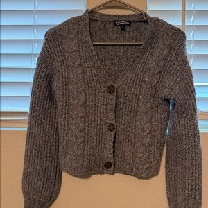 American Eagle Outfitters Blue Charcoal Button-Up Cardigan